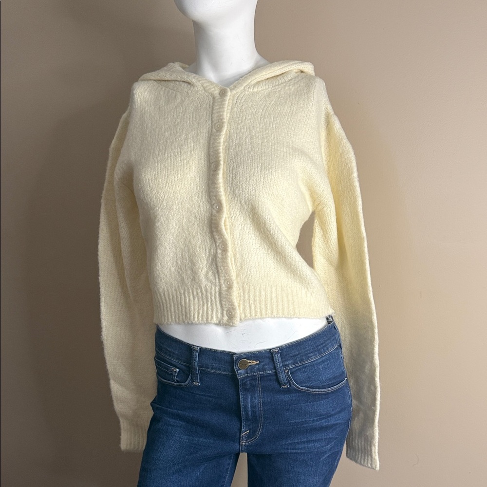 Urban Nation Cream Hooded Cropped Cardigan NWOT